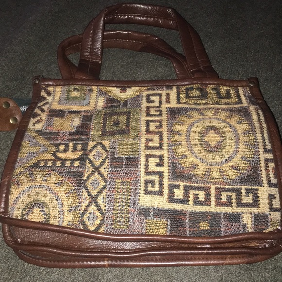 Vintage Woven and Leather Handbag with organization pockets, Unique! - Picture 2 of 3